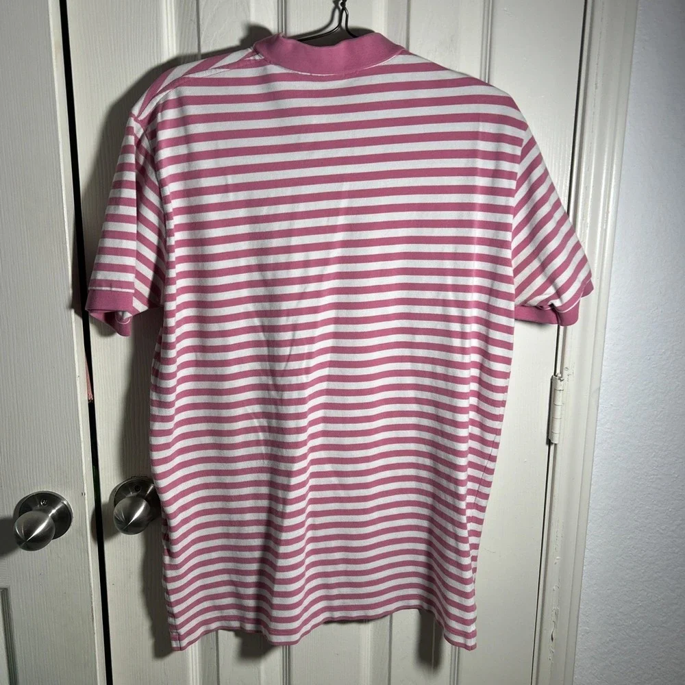 Vintage Polo Ralph Lauren Mens L Striped Polo Shirt Pink White
